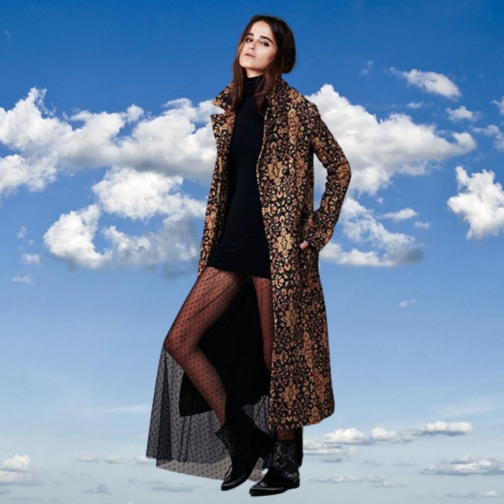 Free People Tapestry Long Winded Double Breasted Coat Womens 2 Boho - Picture 1 of 16